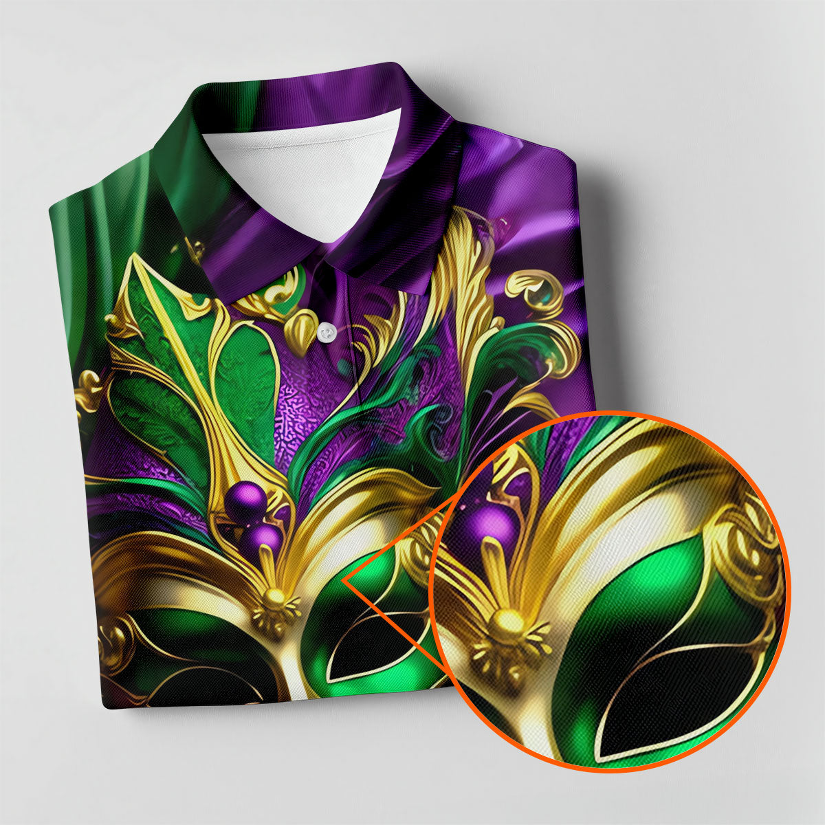 Mardi Gras Face Mask Purple Green Gold Polo ShirtFor Men, Golf Shirts For Men, Polo For Men