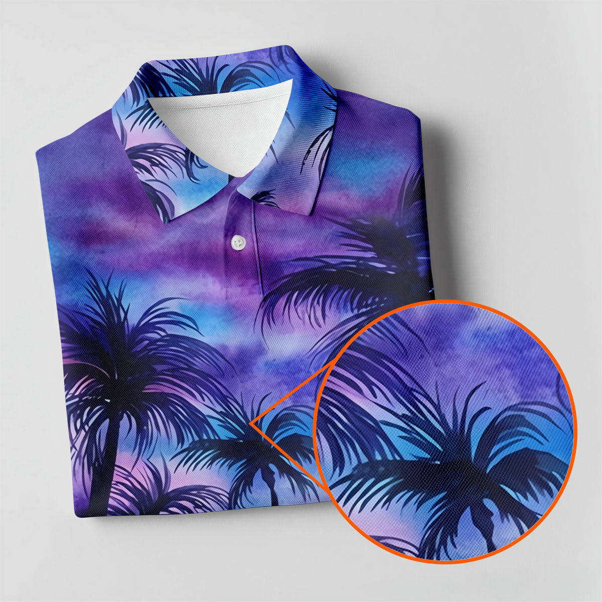 Moonlit Tropical Beach Palm Tree Design Hawaiian Golf Shirt, Golf Shirts For Men, Polo Shirts For Men