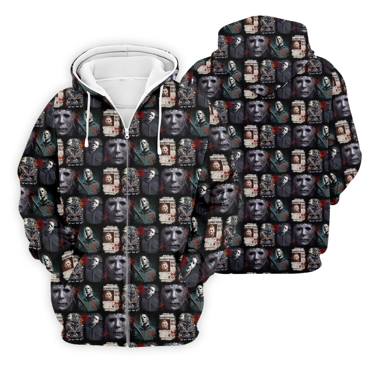 Michael Halloween Fun Men's Golf Polos, Classic Horror Characters Men Polo, Horror Movie Shirt