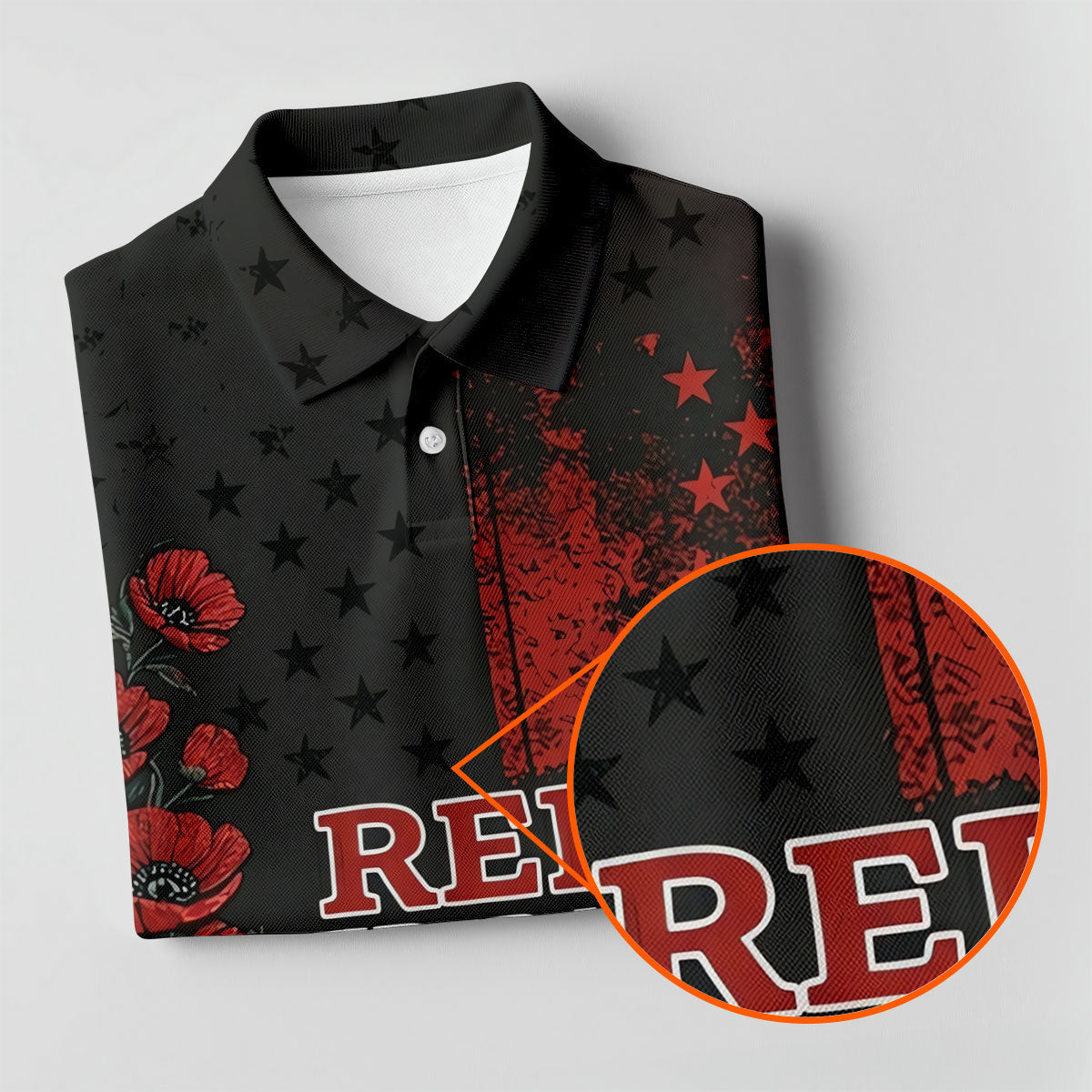 Red Friday American Flag Poppy Polo Shirt, Mens Golf Apparel, Printed Golf Shirts