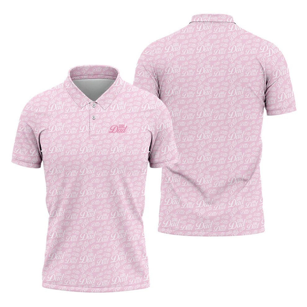 Pink Girl Dad All Over Print Golf Polo Shirt, Golf Polo Shirts For Men, Mens Golf Apparel
