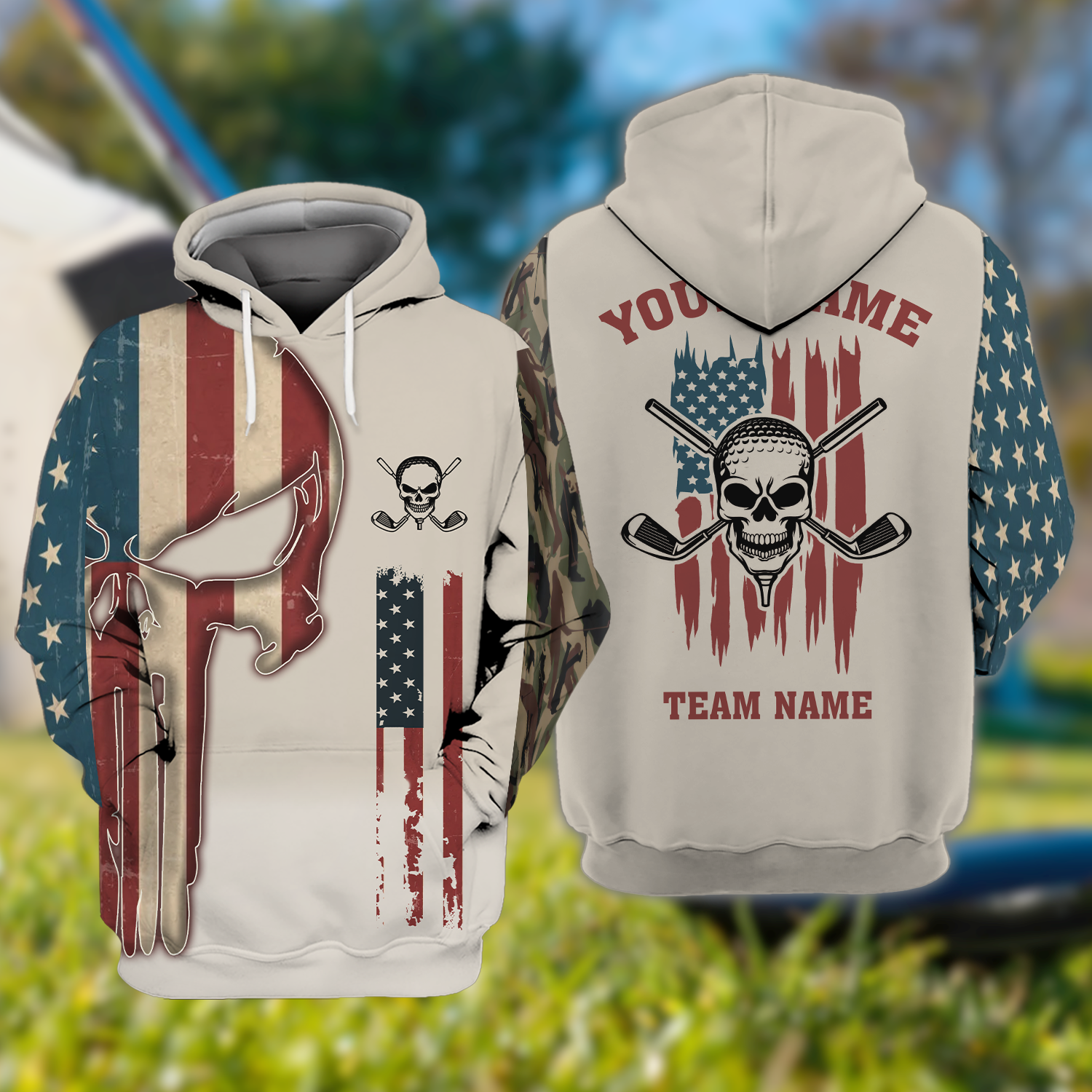 Custom Men's Golf Polo ShirtSkull Golf Shirt, Patriotic Golf Shirt, Gift For Golfers