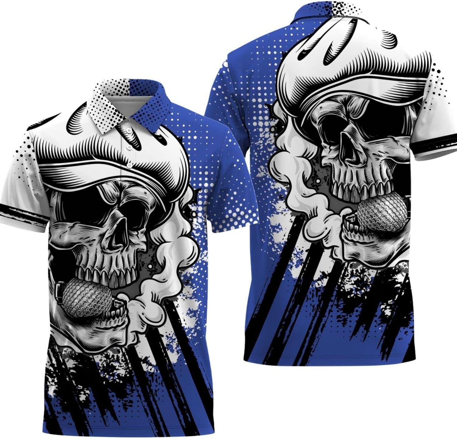 Funny Skull Men's Golf Polo ShirtSkull Golf Shirt, Dad Golf Gift