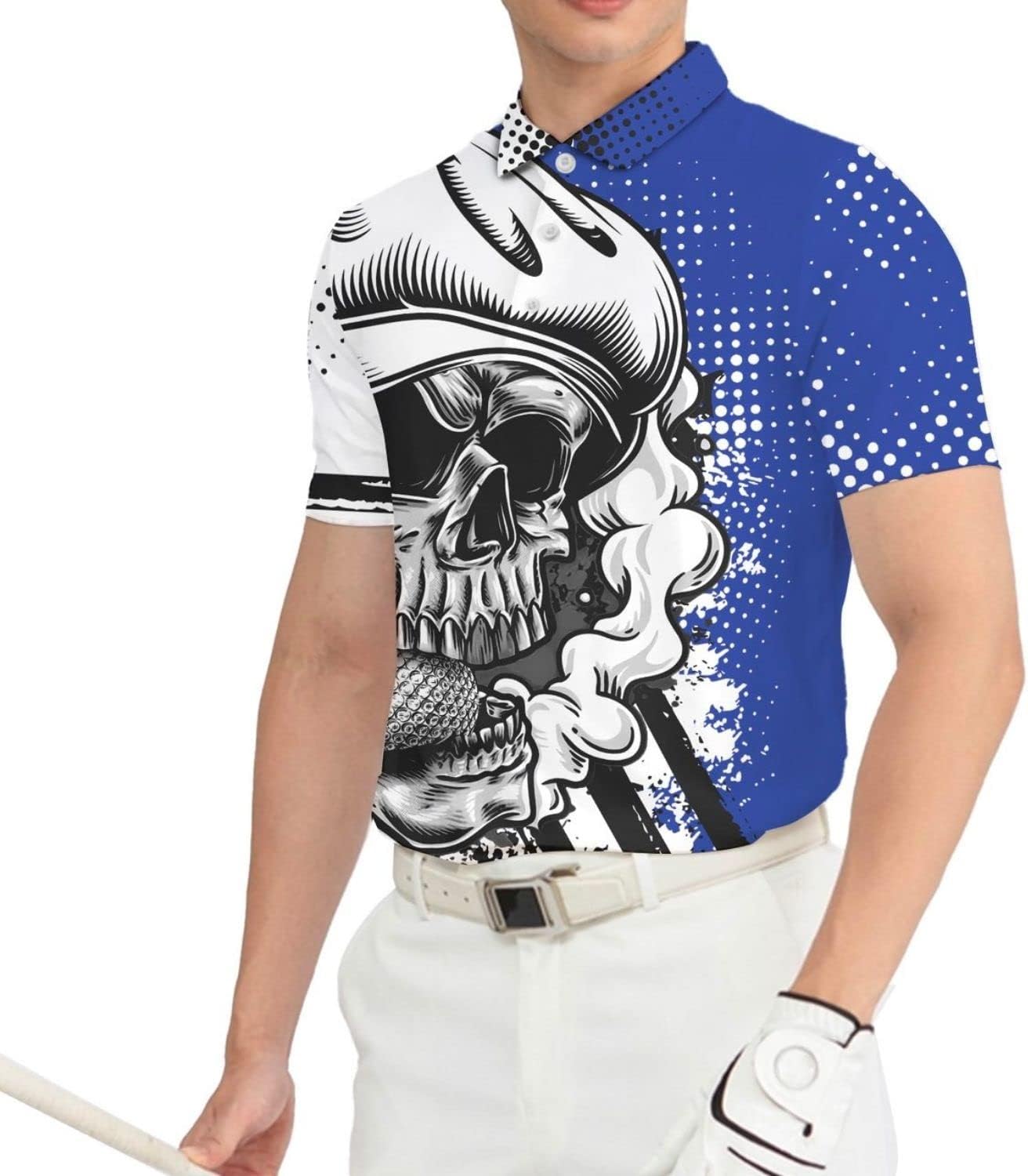 Funny Skull Men's Golf Polo ShirtSkull Golf Shirt, Dad Golf Gift