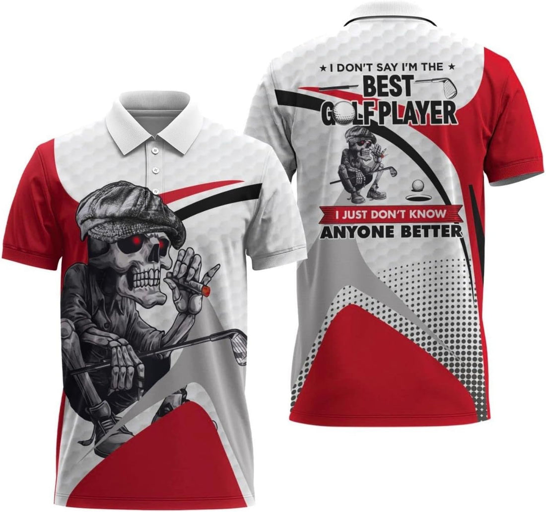 Skull Men's Golf Polo ShirtFunny Skull Golf Shirt, Dad Golf Gift