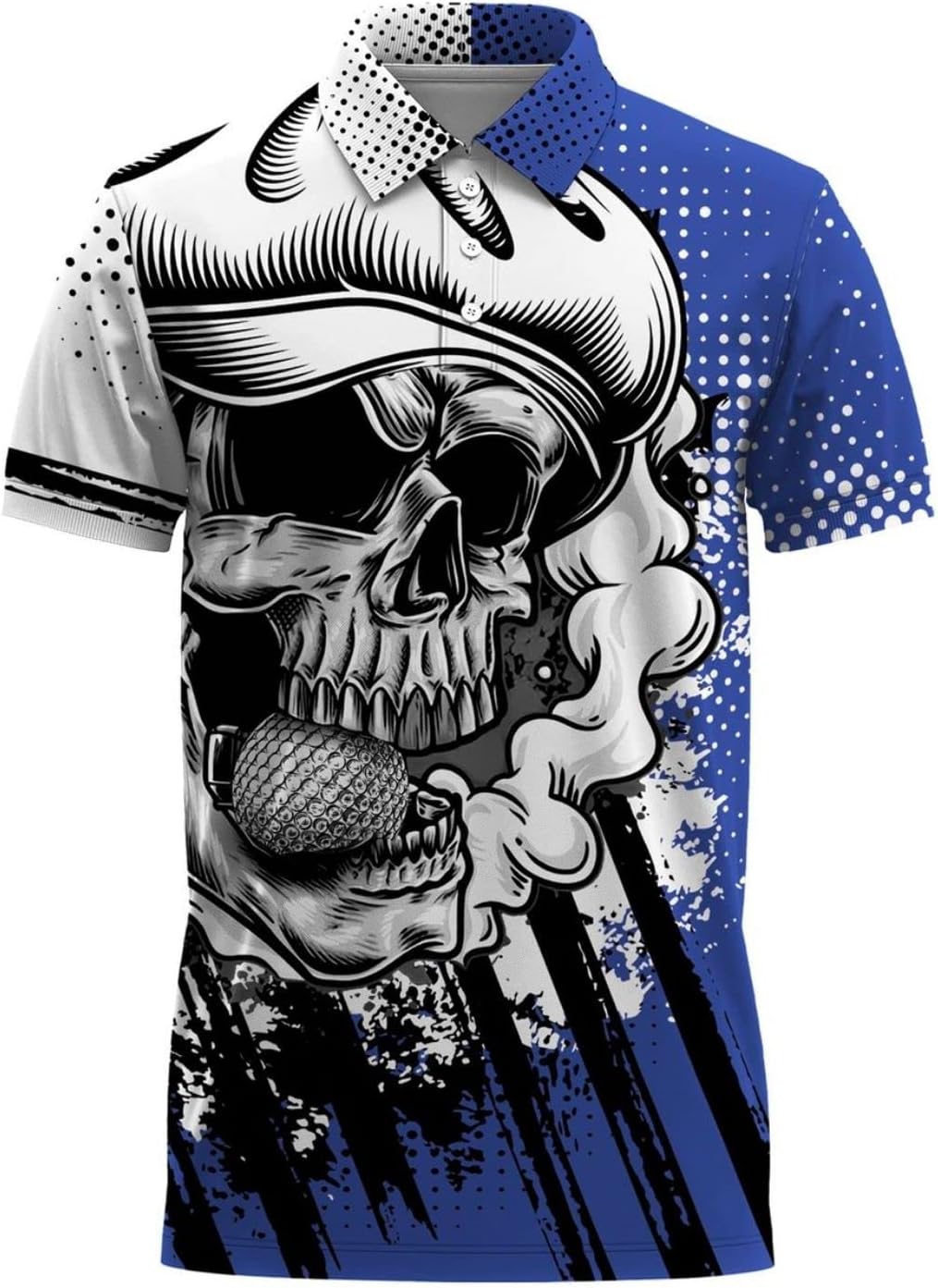 Funny Skull Men's Golf Polo ShirtSkull Golf Shirt, Dad Golf Gift
