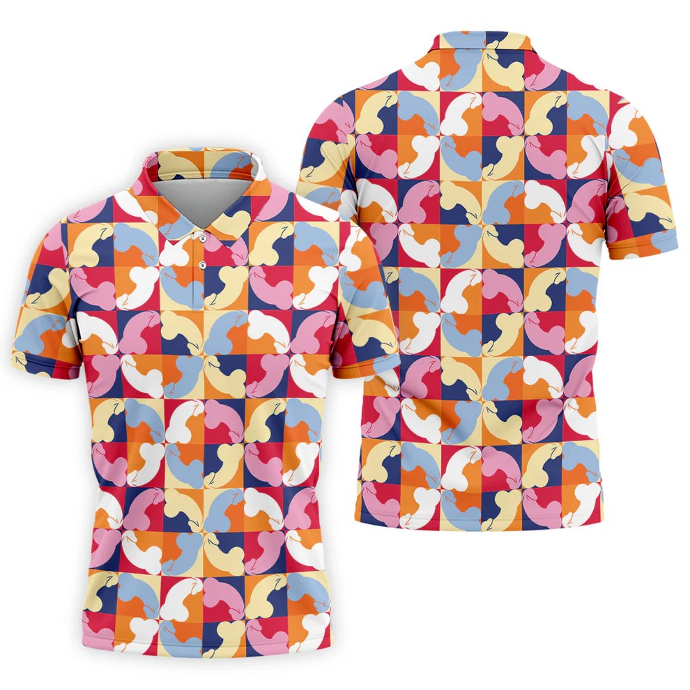 Funny Adult Retro Checkered Novelty Golf Shirt, Mens Golf Shirts, Printed Golf Shirts