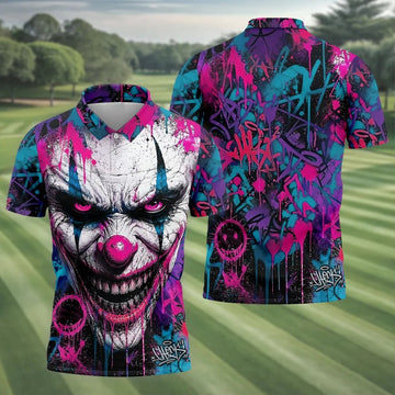 Halloween Horror Character Golf Shirt, Mens Golf Polo, Printed Golf Shirts