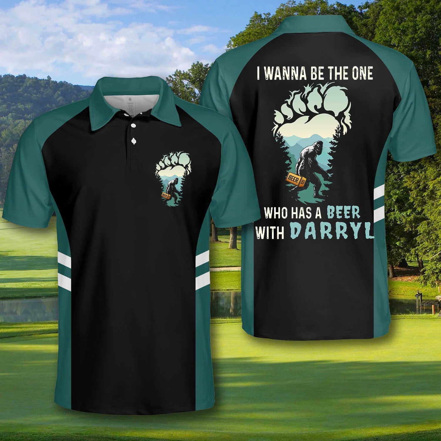 Bigfoot Mens Golf Polo Shirtens Golf Gift, Mens Golf Shirt
