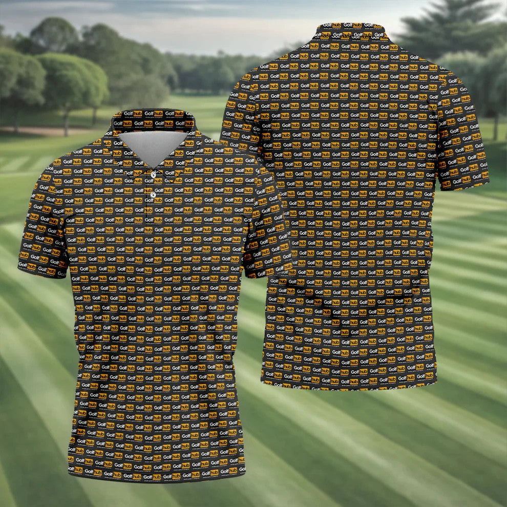 Golf Hub Repeat Logo Polo Shirt, Funny Golf Community Design, Golf Shirts For Men