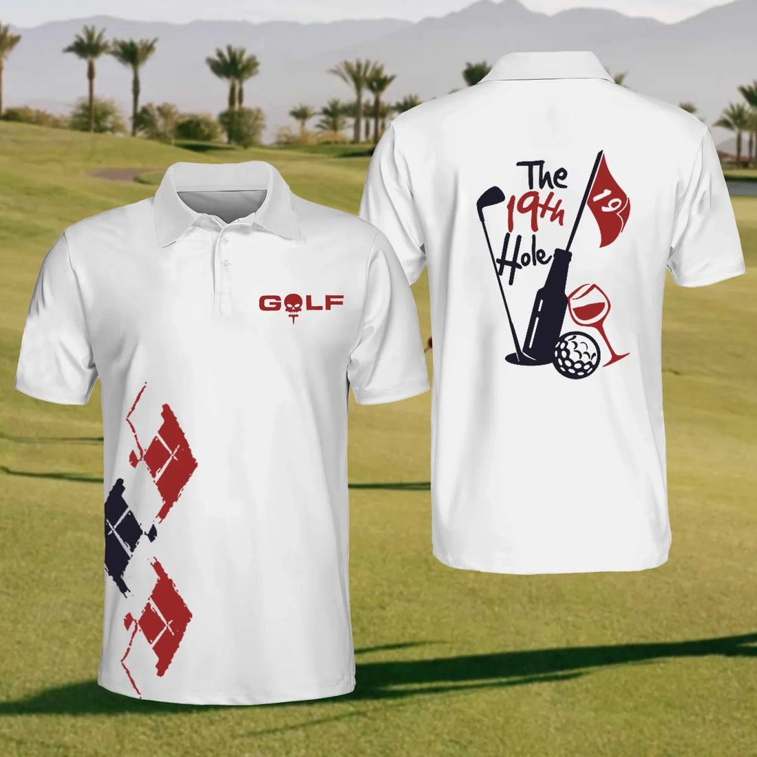 The 19th Hole Mens Golf Polo ShirtMens Golf Gift, Mens Golf Shirt