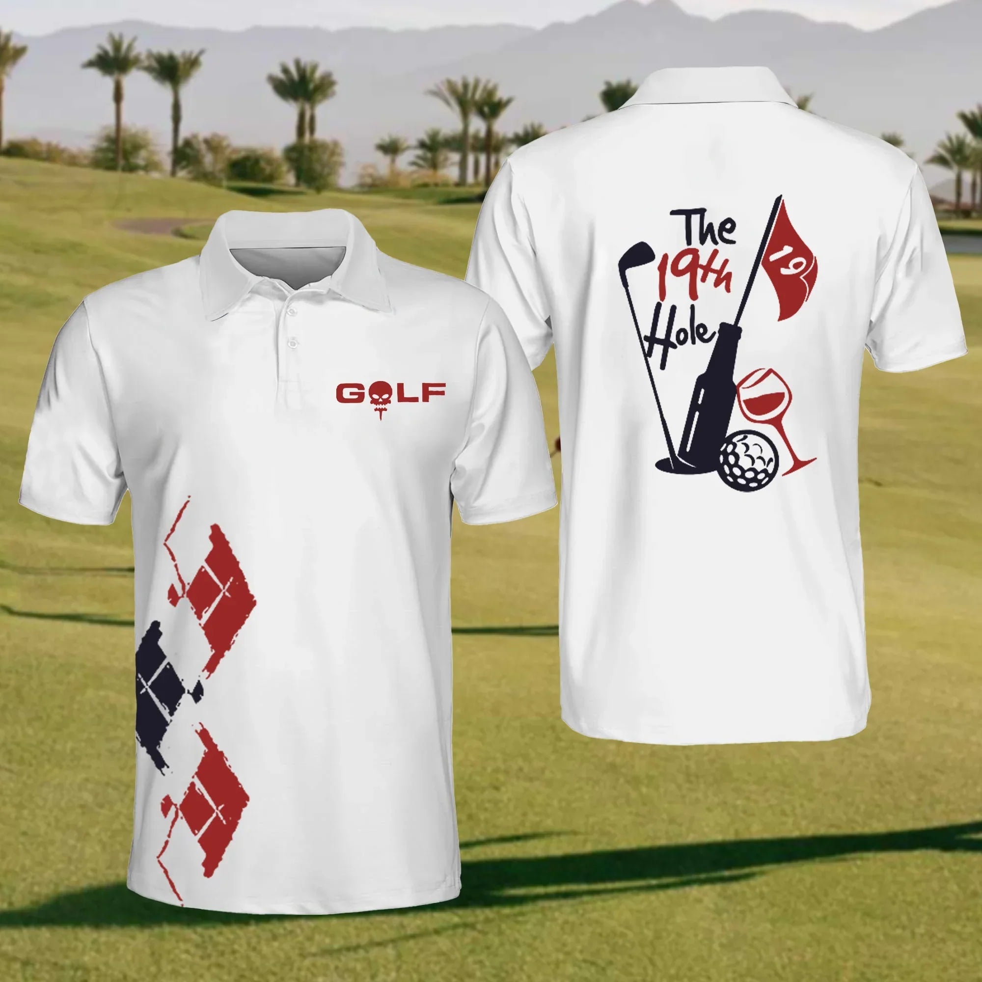 The 19th Hole Mens Golf Polo ShirtMens Golf Gift, Mens Golf Shirt