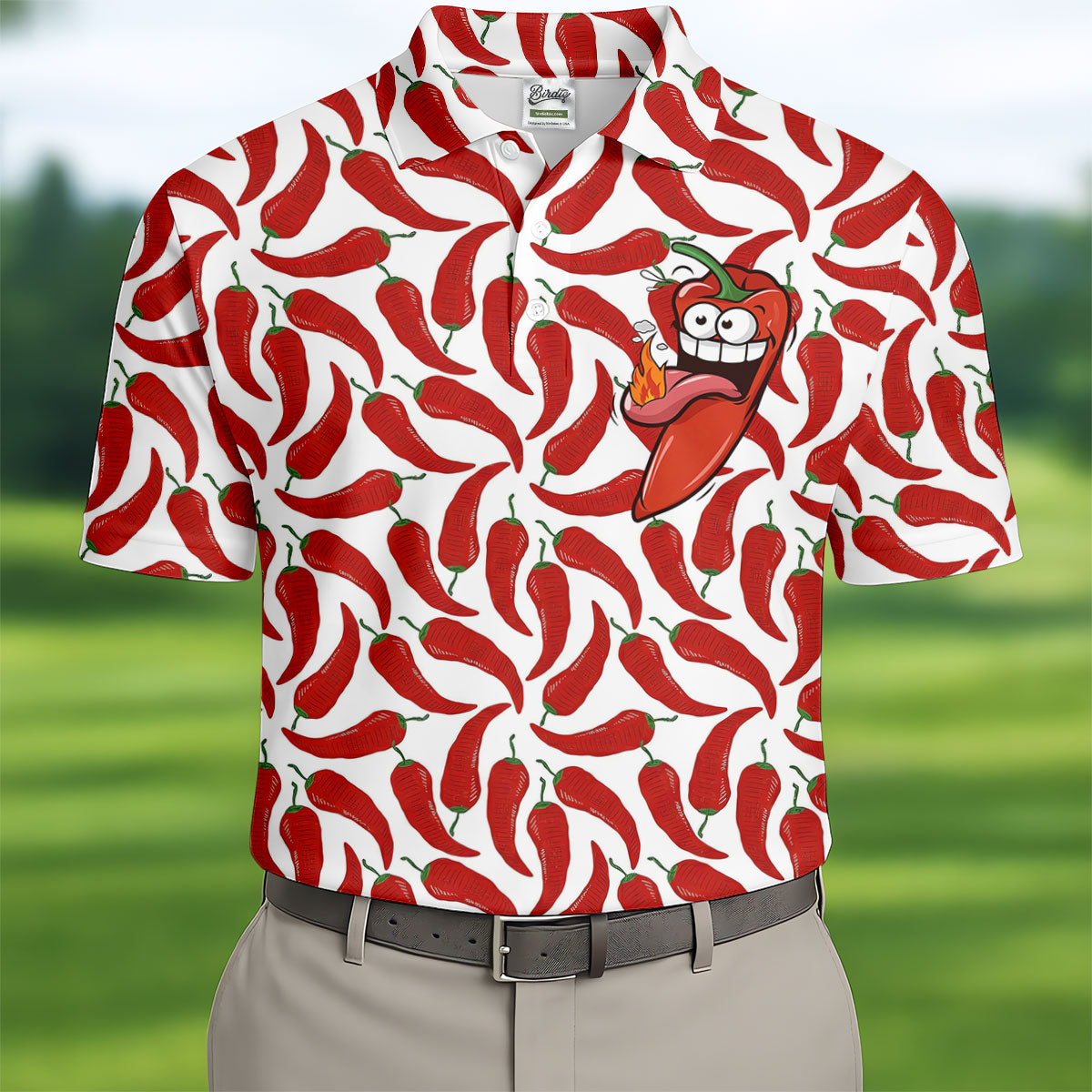 Spicy Hot Pepper Cinco De Mayo Celebration Fiesta Themed Golf Tops For Men, Golf Shirts For Men