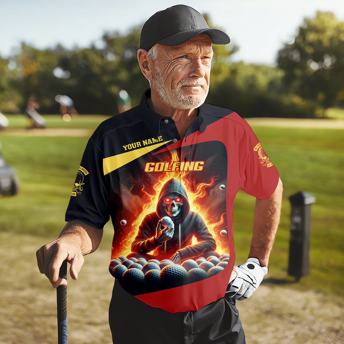 It Takes A Lot of Balls to Golf Like I Do Custom Skull Funny Golf Polo ShirtDad Golf Gifts