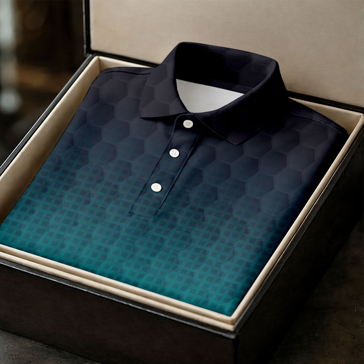 Turquoise Gradient Golf Ball Pattern Hawaiian Golf Shirt, Golf Shirts For Men