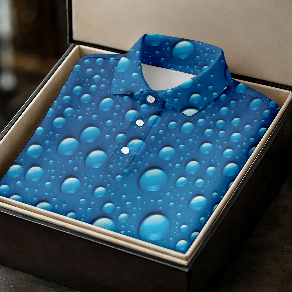 Rain Drops Blue Golf Shirt, Golf Tops For Men, Golf Shirts For Men, Polo Shirt Men