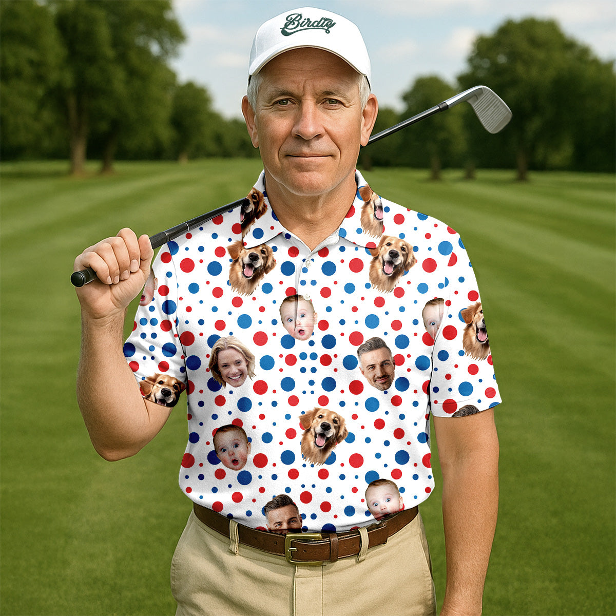 Custom Independence Days Shirts With Faces, Men's Fourth Of July Shirt, Men's Golf Polo Shirt