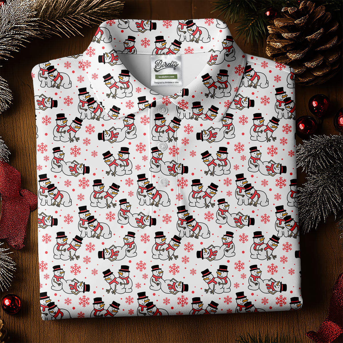 Naughty Snowman White Golf Shirt, Christmas Golf Shirt, Fun Women's Golf Shirts, Ladies Golf Polos