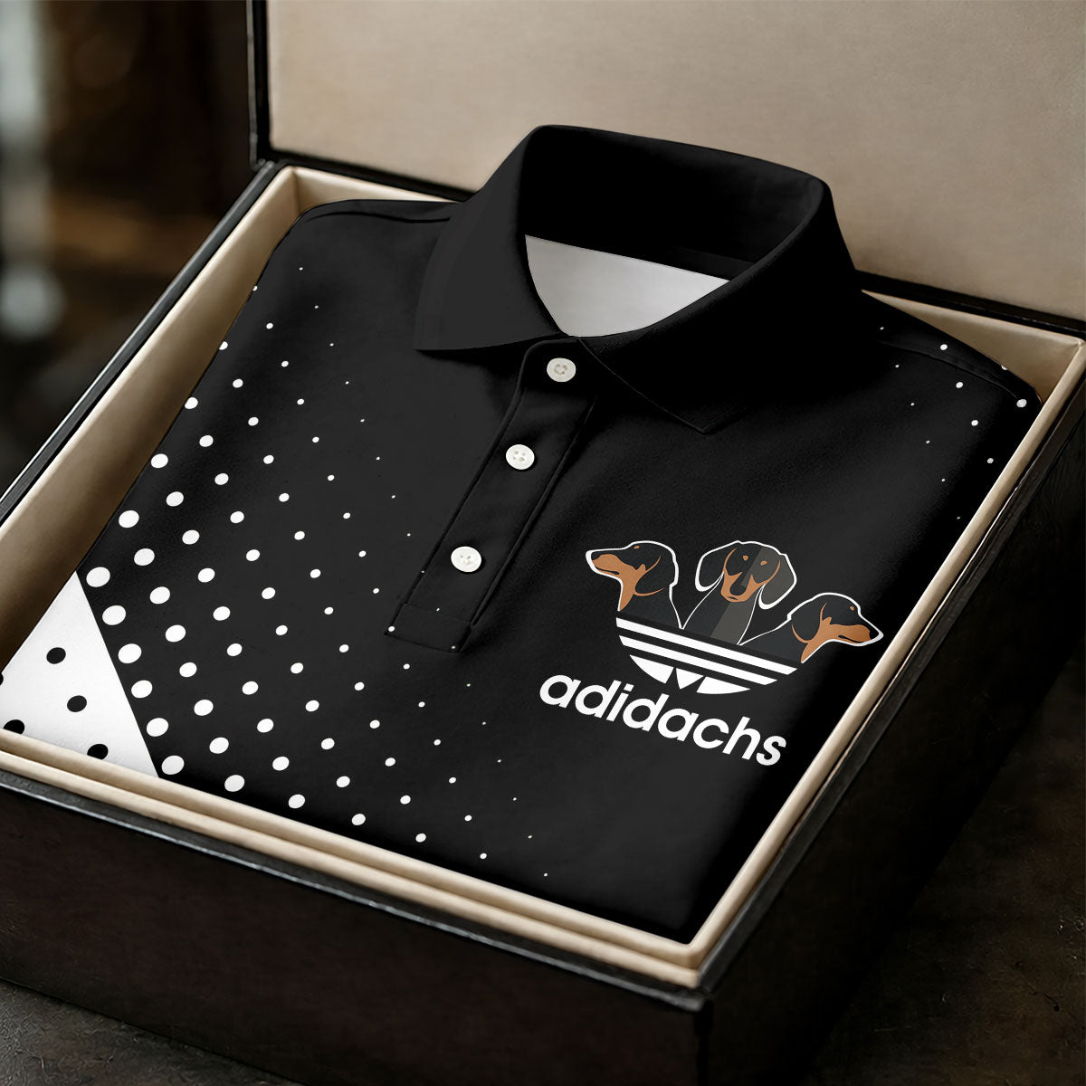 Adidachs Funny Dachshund Black Golf Shirt, Men's Funny Golf Shirts, Polo Shirtor Men