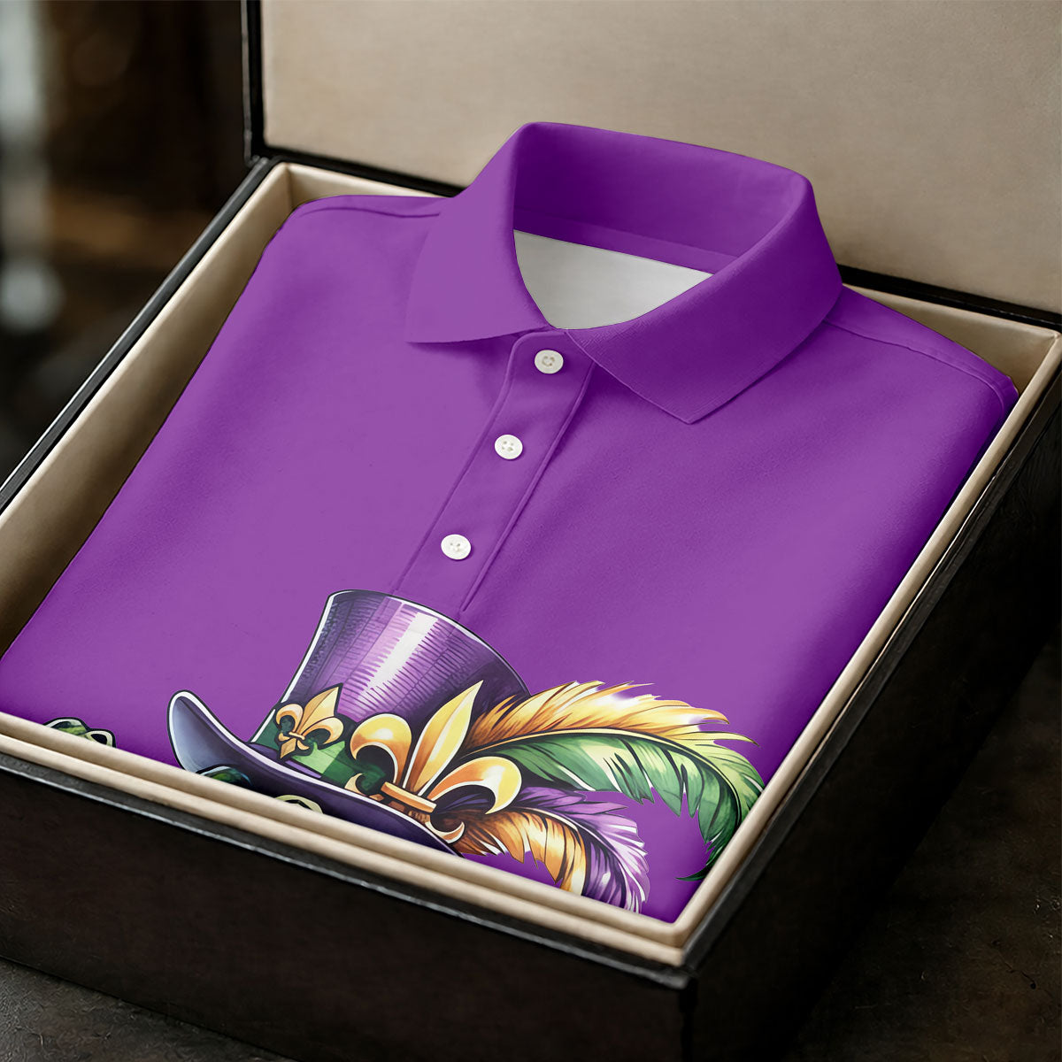 Mardi Gras Alligator Playing Saxophone Purple Golf Shirt, Golf Shirts For Men, Polo ShirtFor Men