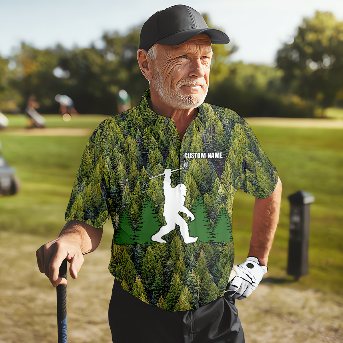 Not All Who Wander Are Lost Custom Men's Golf Polo ShirtBigfoot Golf Shirt, Dad Golf Gift