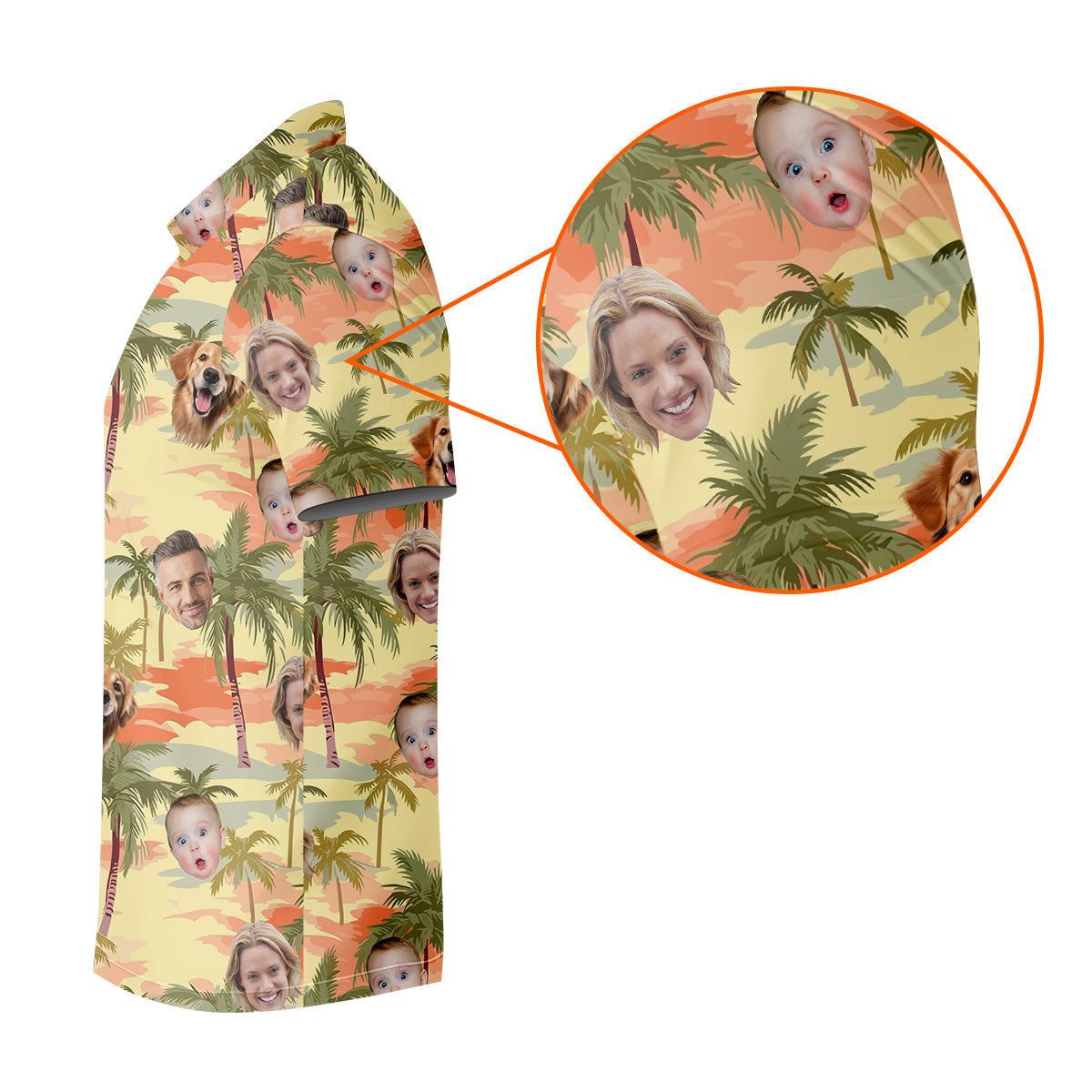 Yellow Sunset Hawaiian Shirt Face, Men Golf Polo, Matching Hawaiian Outfits, Long Sleeve Polo