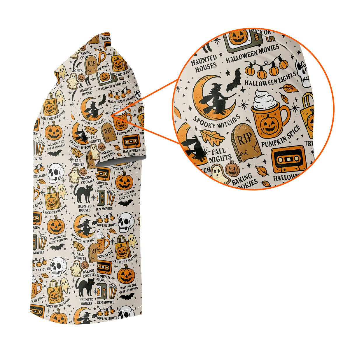 Spooky Witches, Spooky Cat, Cute Halloween T-Shirts, Mens Golf Polo Shirt Golfing Apparel