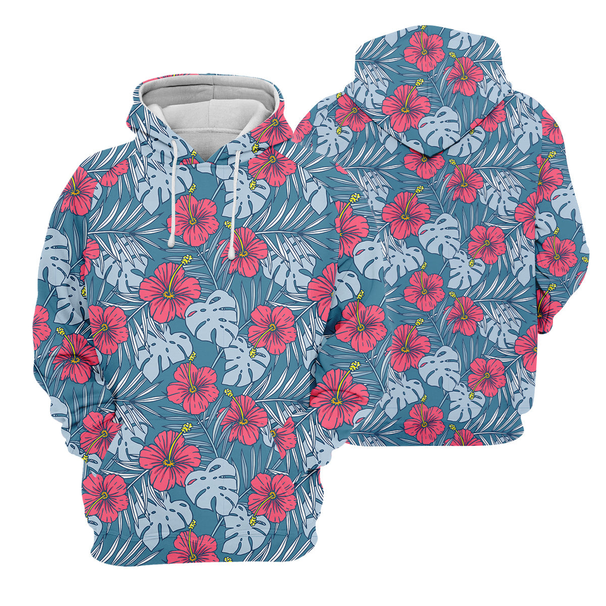 Hibiscus Flower And Leaf Patterned Golf Shirts, Womens Golf Polo Shirt Tropical Golf Shirts