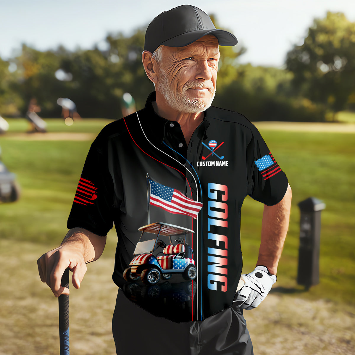 Never Underestimate An Old Man Custom Men's Golf Polo Shirtunny Golf Shirt, Dad Golf Gift