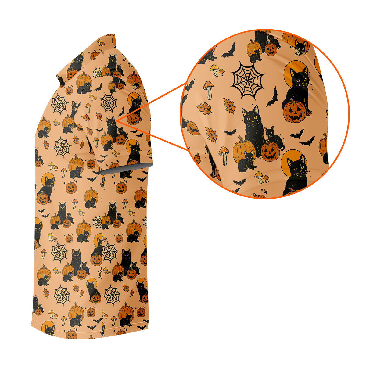 Black Cat Pumpkin Halloween Golf Shirt, Orange Golf Shirt, Mens Golf Polo Shirt Golfing Apparel