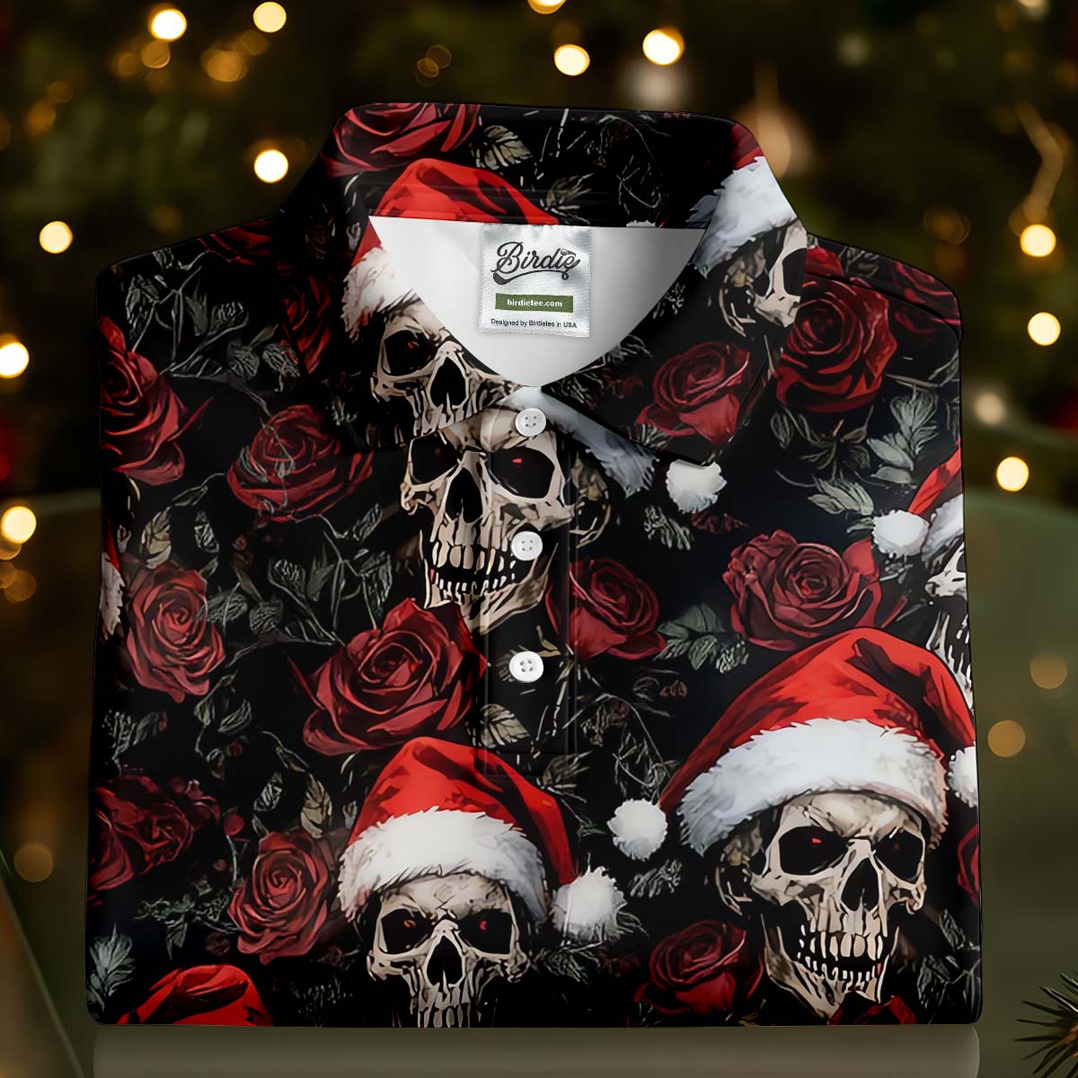 Vintage Skull And Roses Christmas Golf Shirt, Cool Golf Outfit, Ladies Golf Shirts, Women's Polo Shirt