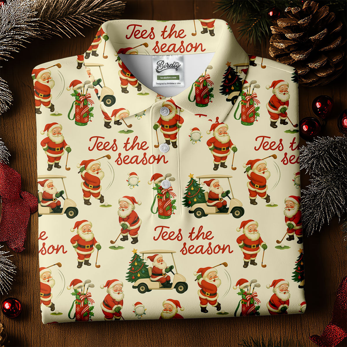 Tees The Season Funny Santa Claus Women Golf Top, Christmas Golf Shirt, Ladies Golf Shirts, Women's Golf Gifts