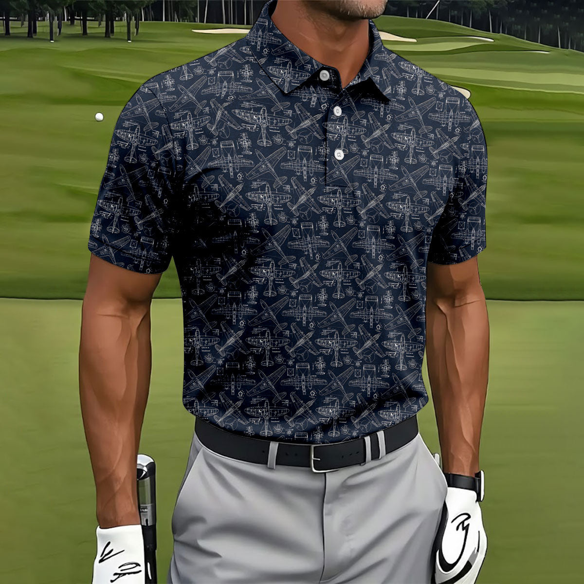 Aircraft Models Airplane Blueprints Golf Tops For Men, Polo ShirtFor Men, Golf Shirts For Men