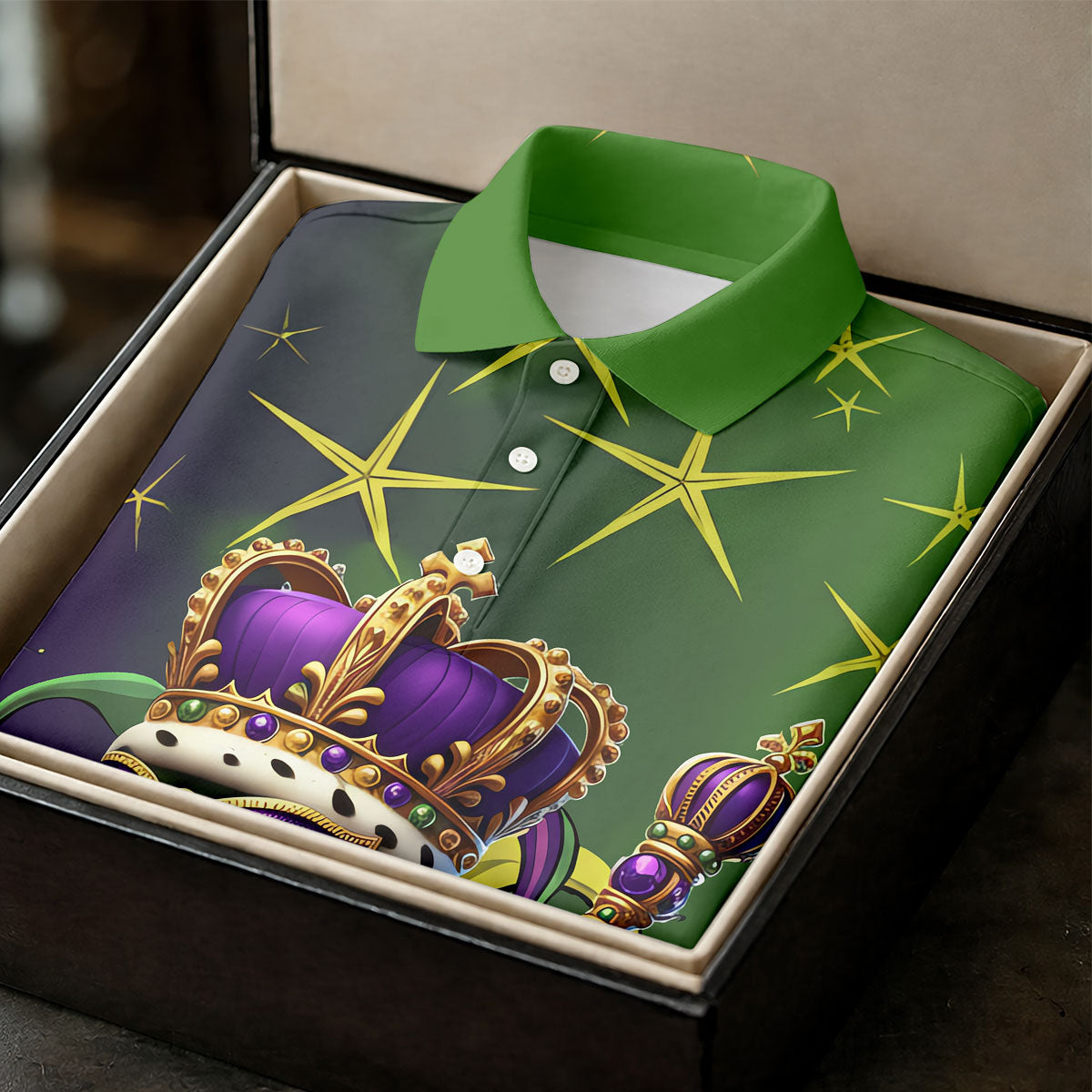 Mardi Gras Aligator Crown Mask Purple Green Gold Golf Tops For Men, Polo ShirtFor Men, Golf Shirts For Men
