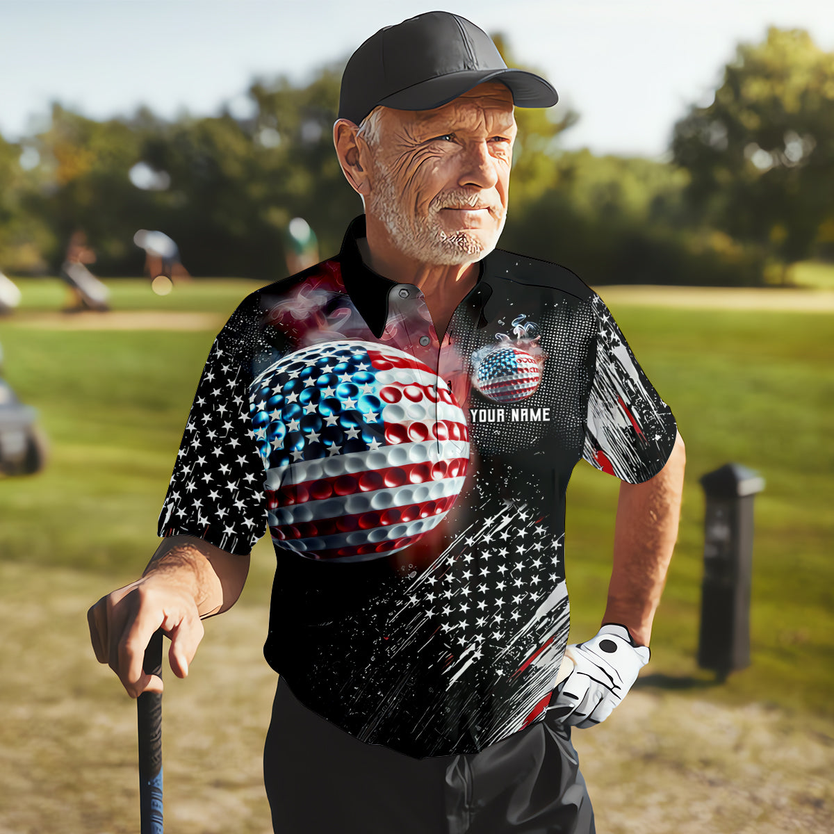 American Flag Golf Ball Funny Golf Polo Shirthristmas Golf Gift