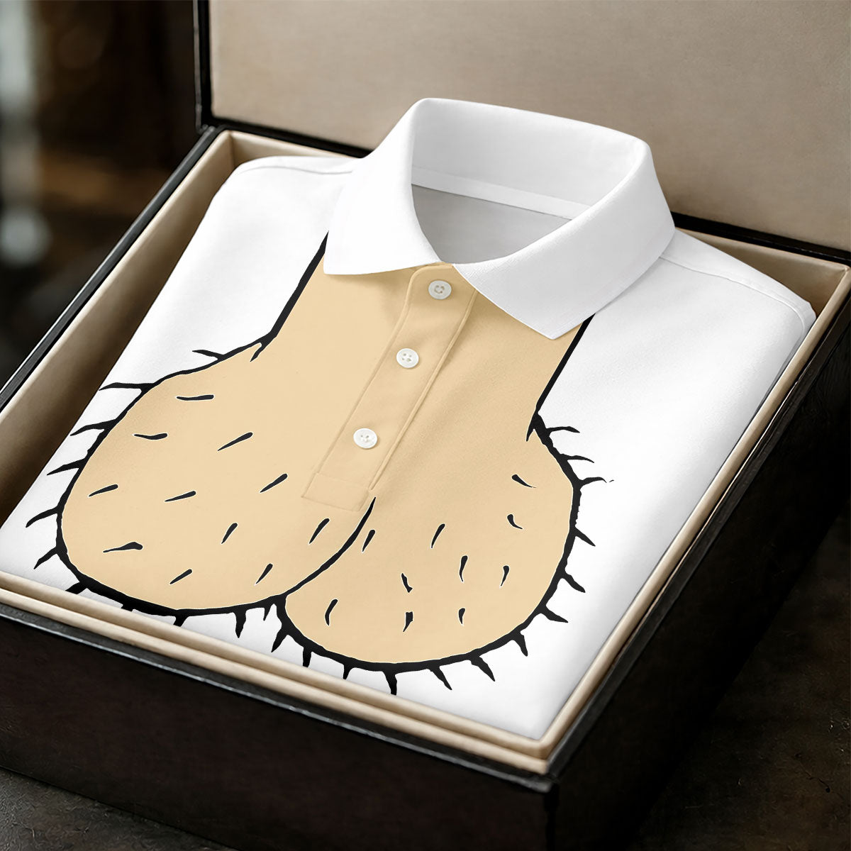 White Funny Dickhead Faux Chest Golf Shirt, Adult Gag Gift Shirt, Rude Humor Shirt