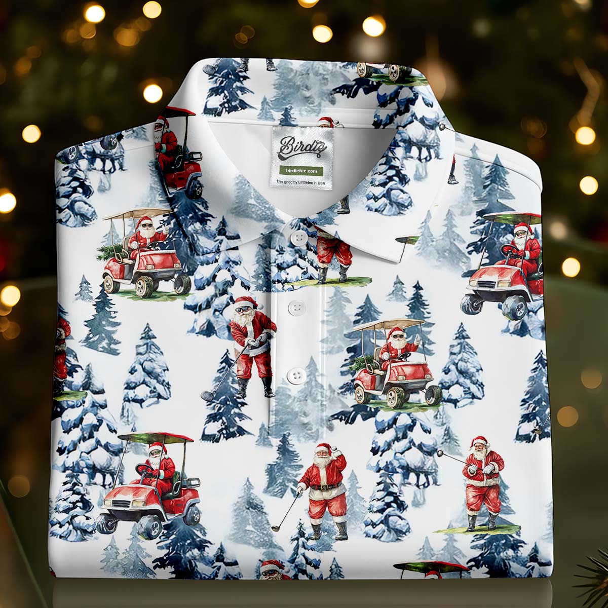 Santa Golfing Polo Shirt, Fun Golf Shirts For Men, Christmas Golf Shirt, Golf Lover Xmas Gift