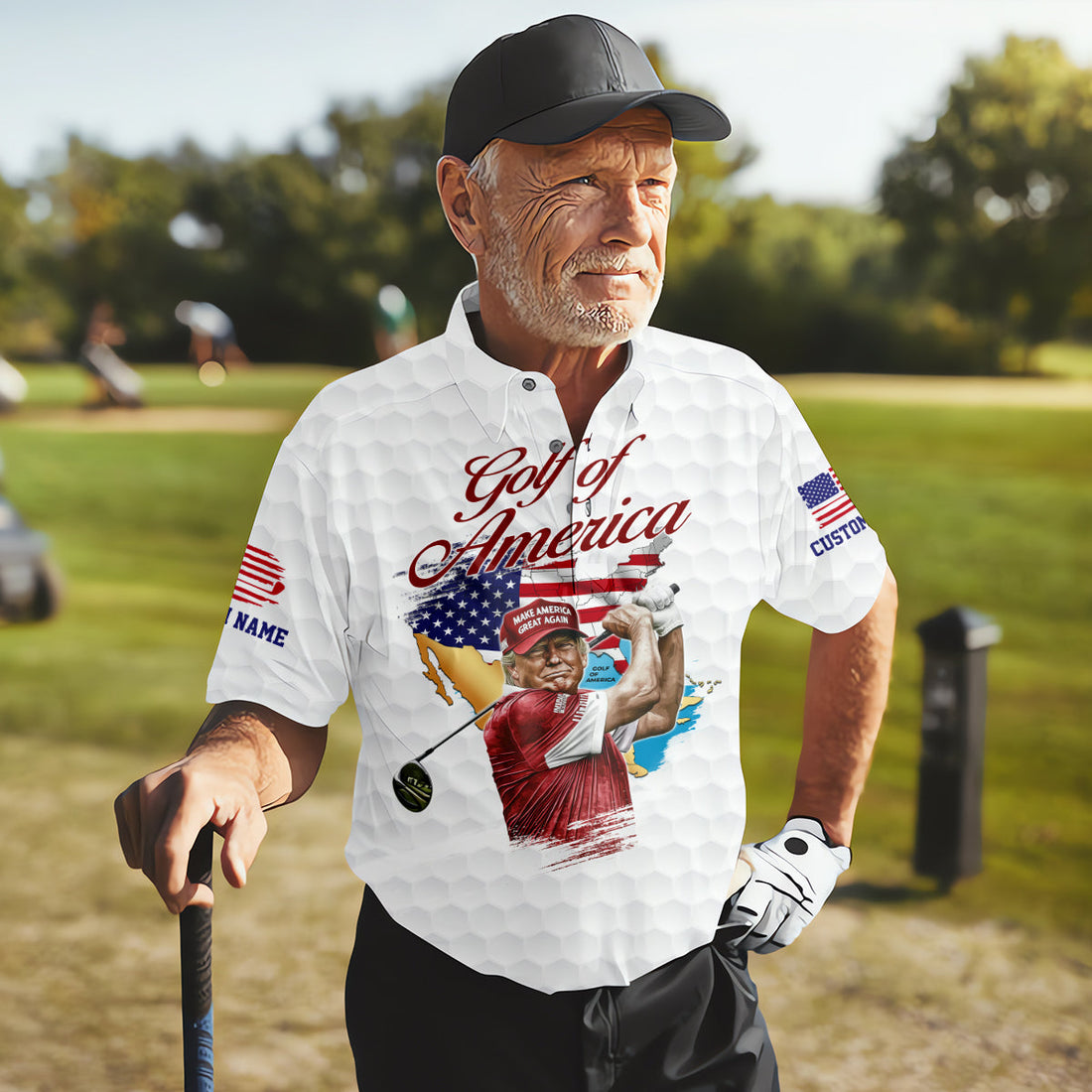 Golf Of America Custom Men's Golf Polo ShirtFunny Golf Shirt, America 250 Anniversary Shirt, 4th Of July Golf Polo