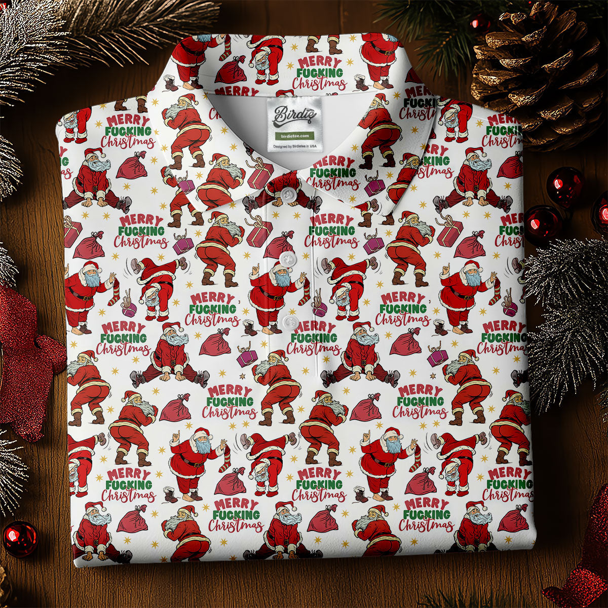 Merry Freaking Christmas Funny Santa Christmas Golf Shirt, Fun Golf Shirts For Men, Golf Gift For Men