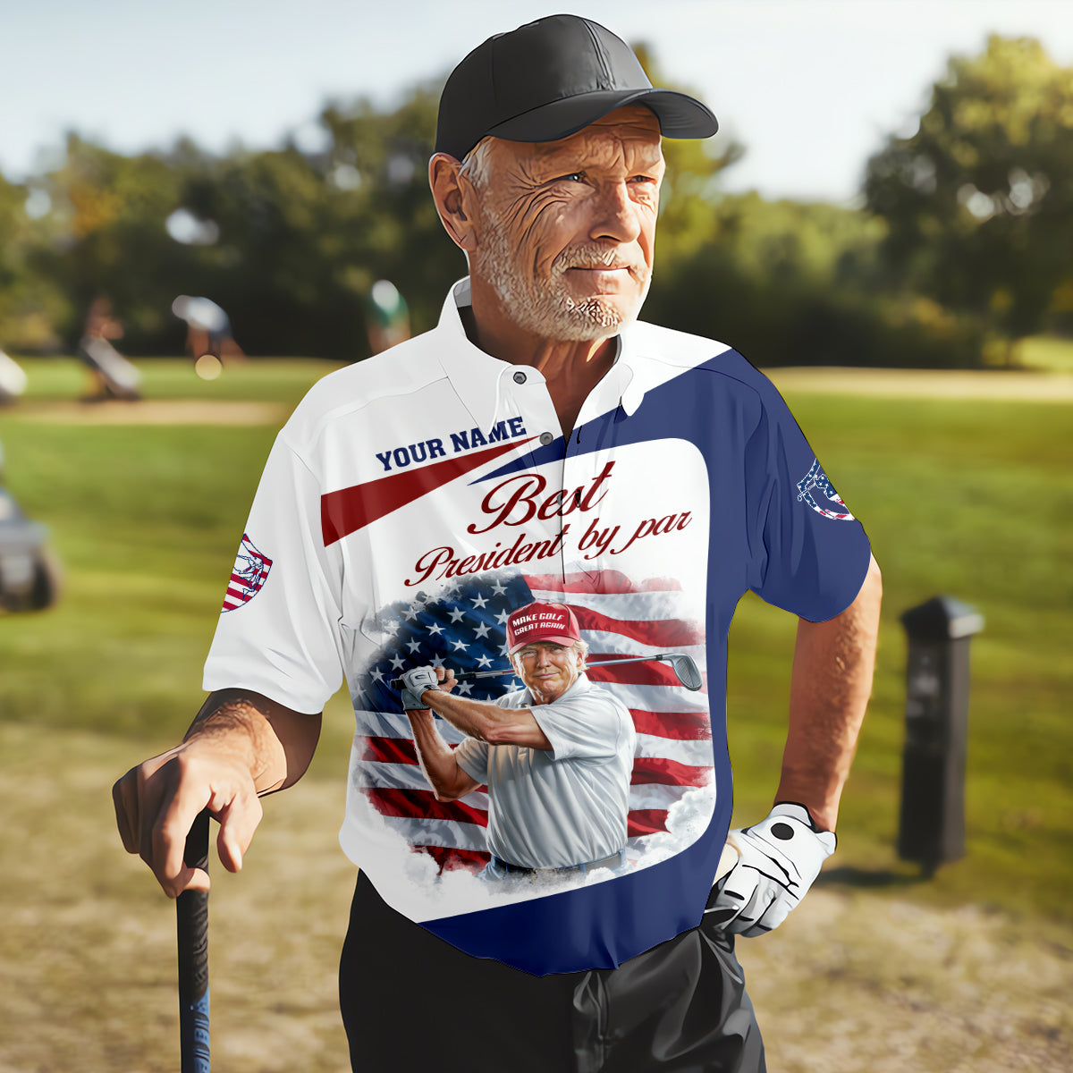 Best President By Par Custom Funny Golf Polo Shirtrump Shirt, Christmas Golf Gift