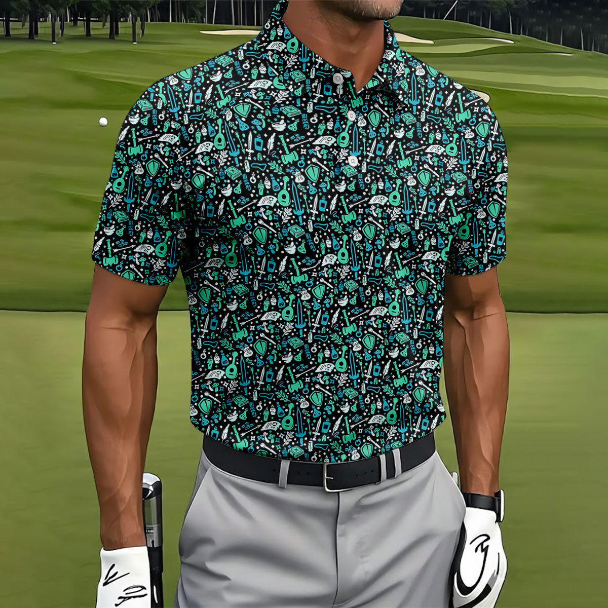 Mystic Items Dragon Game Golf Tops For Men, Polo ShirtFor Men, Golf Shirts For Men