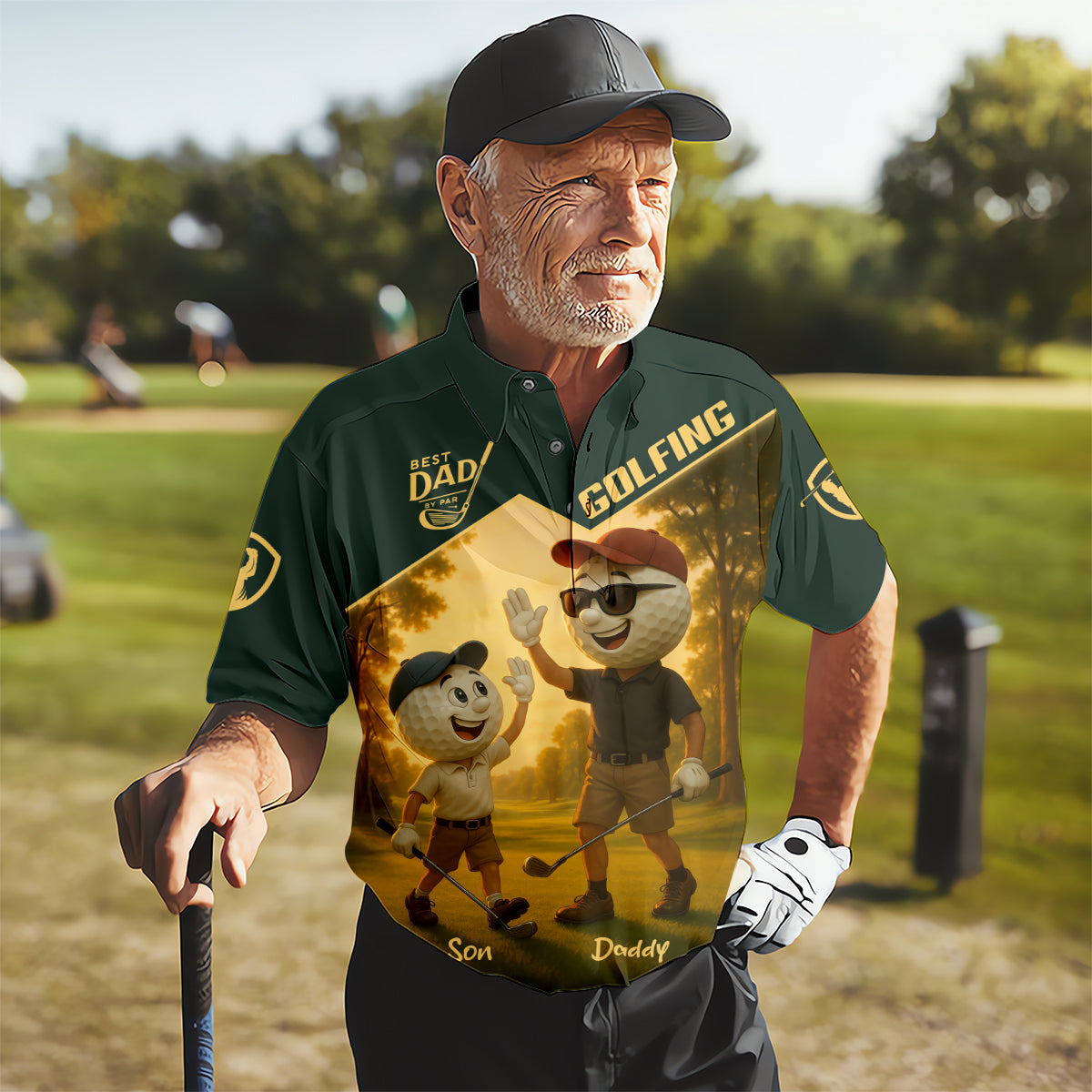 Best Dad By Par Personalized Men's Golf Polo ShirtDad Golf Gift, Christmas Golf Gift