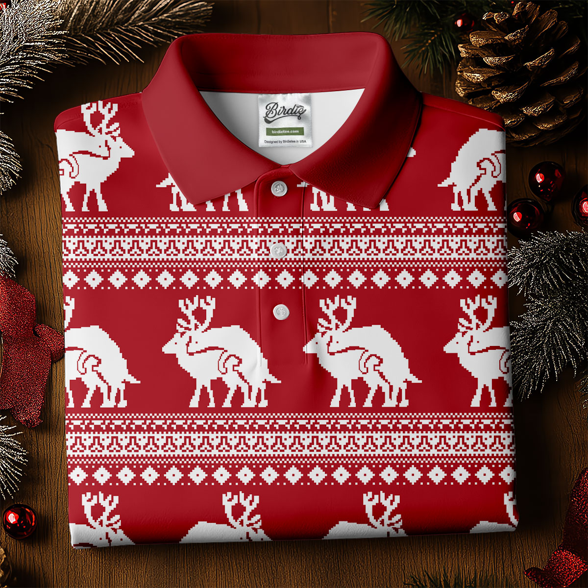 Reindeer Humping Seamless Pattern Golf Shirt, Christmas Golf Shirt, Golf Gifts For Women, Fun Golf Shirt