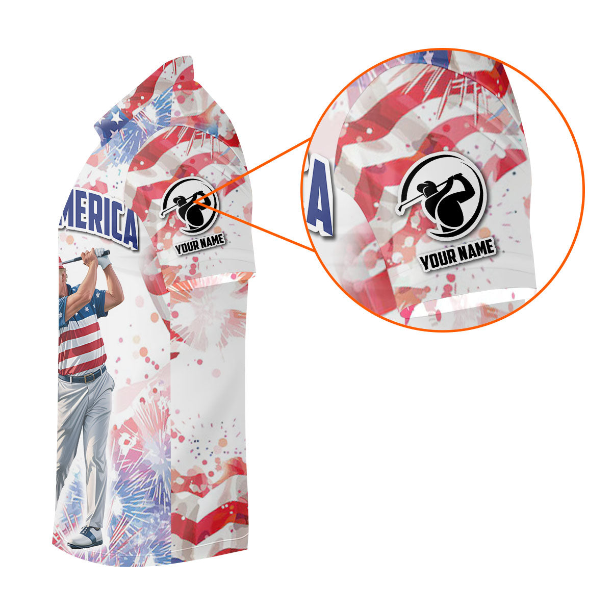 Golf Of America Men Golf Polo, Mens Patriotic Golf Shirts, Patriotic Golf Polo Shirt Golf Shirt For Men