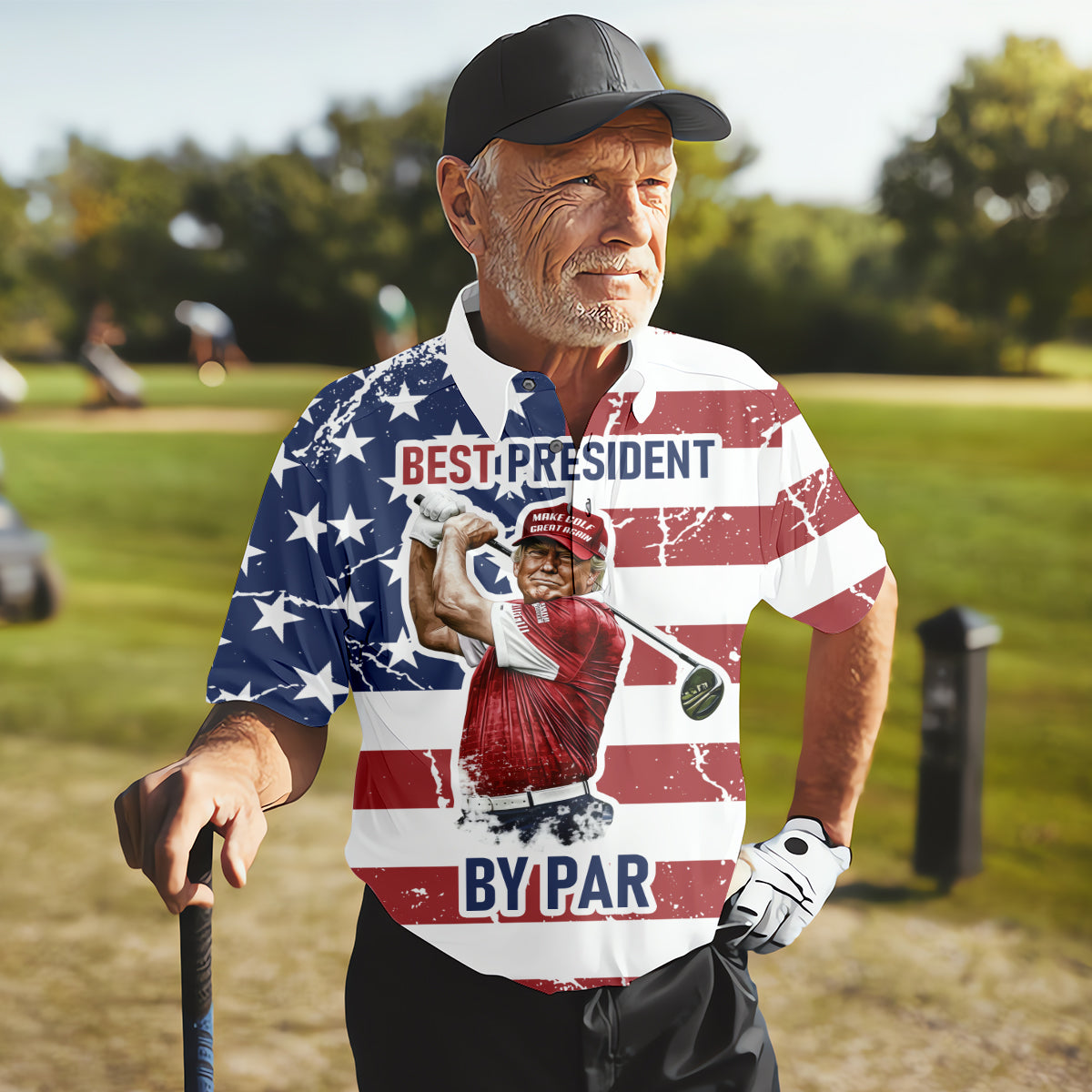 Best President By Par Men's Golf Polo ShirtFunny Trump Shirt, Christmas Golf Gift