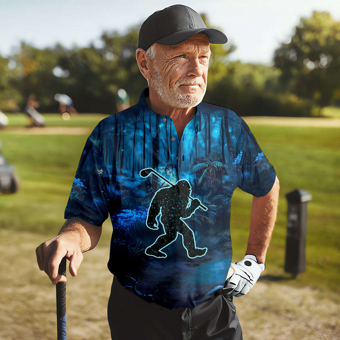 Not All Who Wander Are Lost Bigfoot Men's Golf Polo ShirtFunny Golf Shirt, Dad Golf Gift