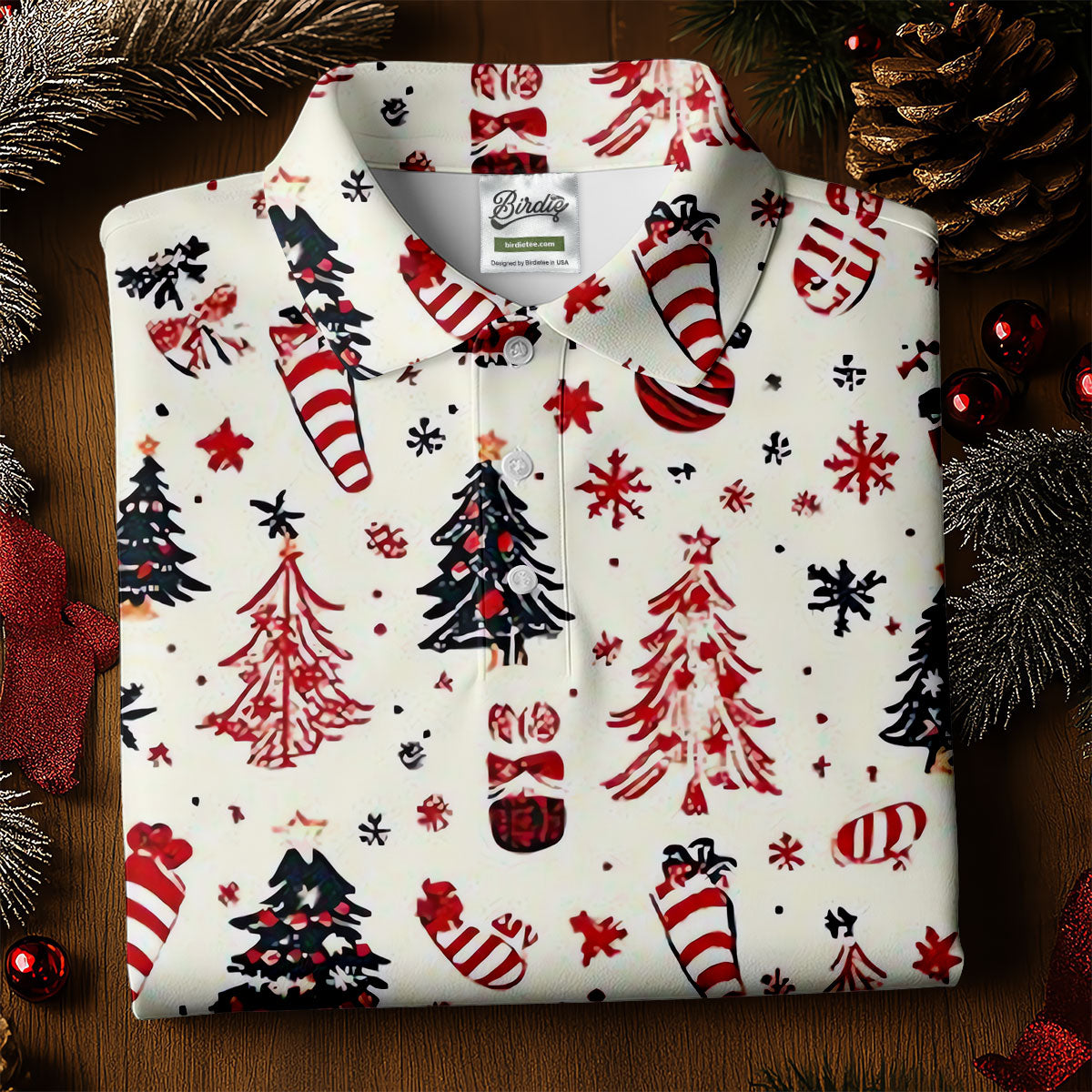 Candy Canes Christmas Tree Women's Golf Tops, Christmas Golf Shirt, Golf Shirt For Women, Ladies Golf Polos