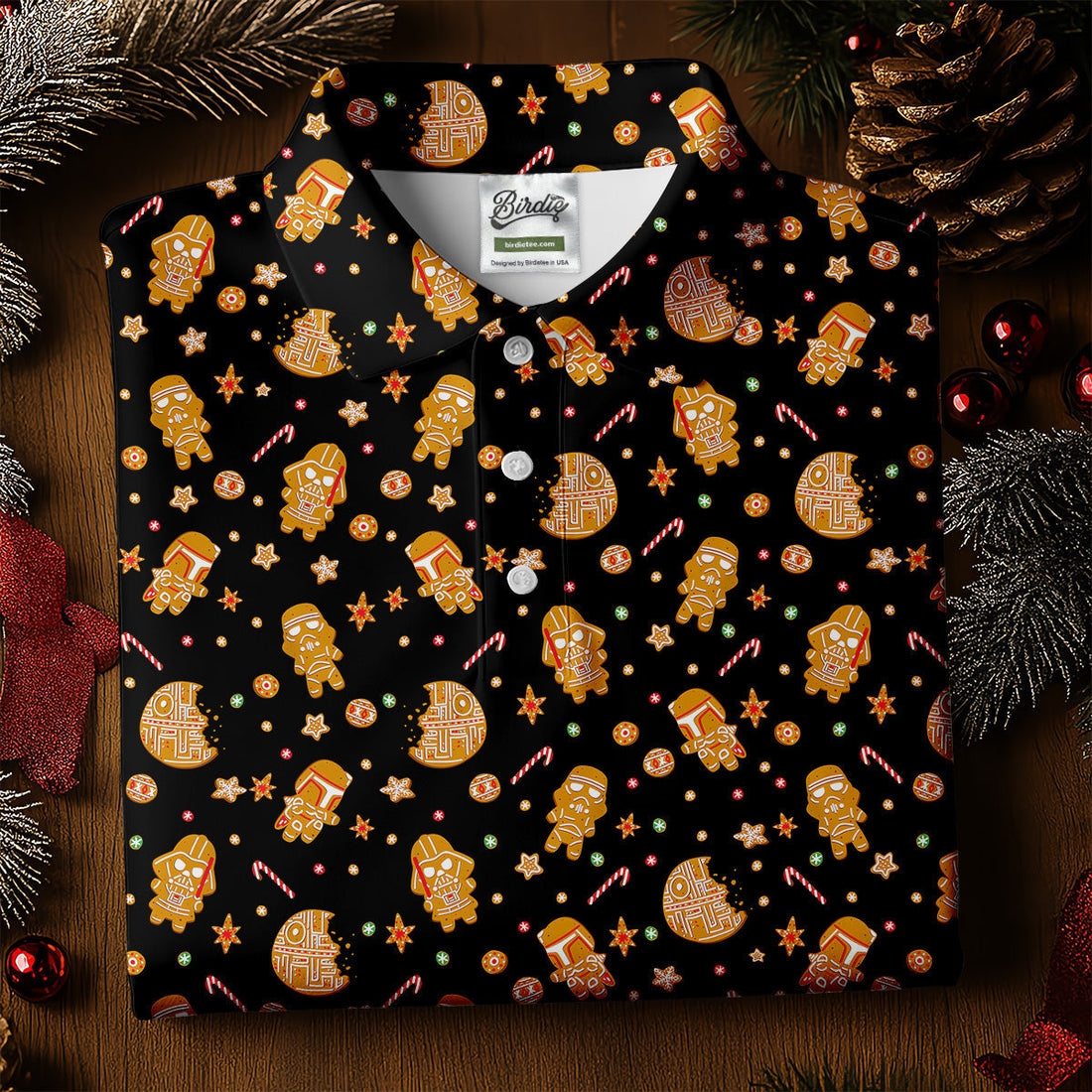 Funny Gingerbread Galaxy Character Golf Tops For Men, Christmas Golf Shirt, Polo ShirtFor Men