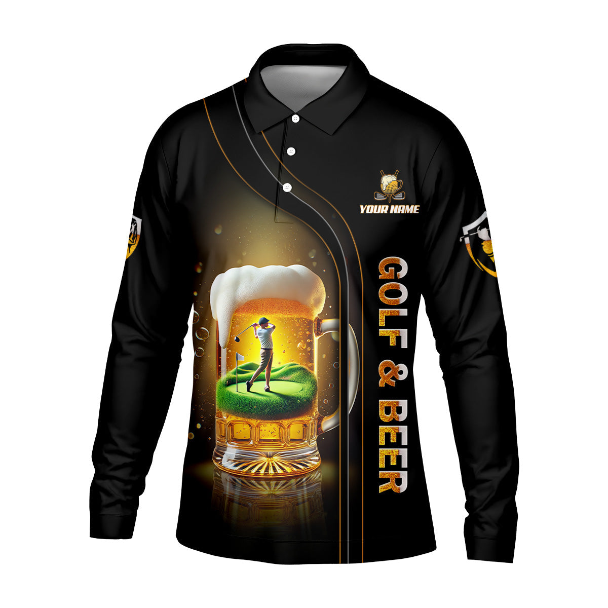 I Make Golf Ball And Beer Custom Men's Golf Polo ShirtFunny Golf Shirt, Dad Golf Gift