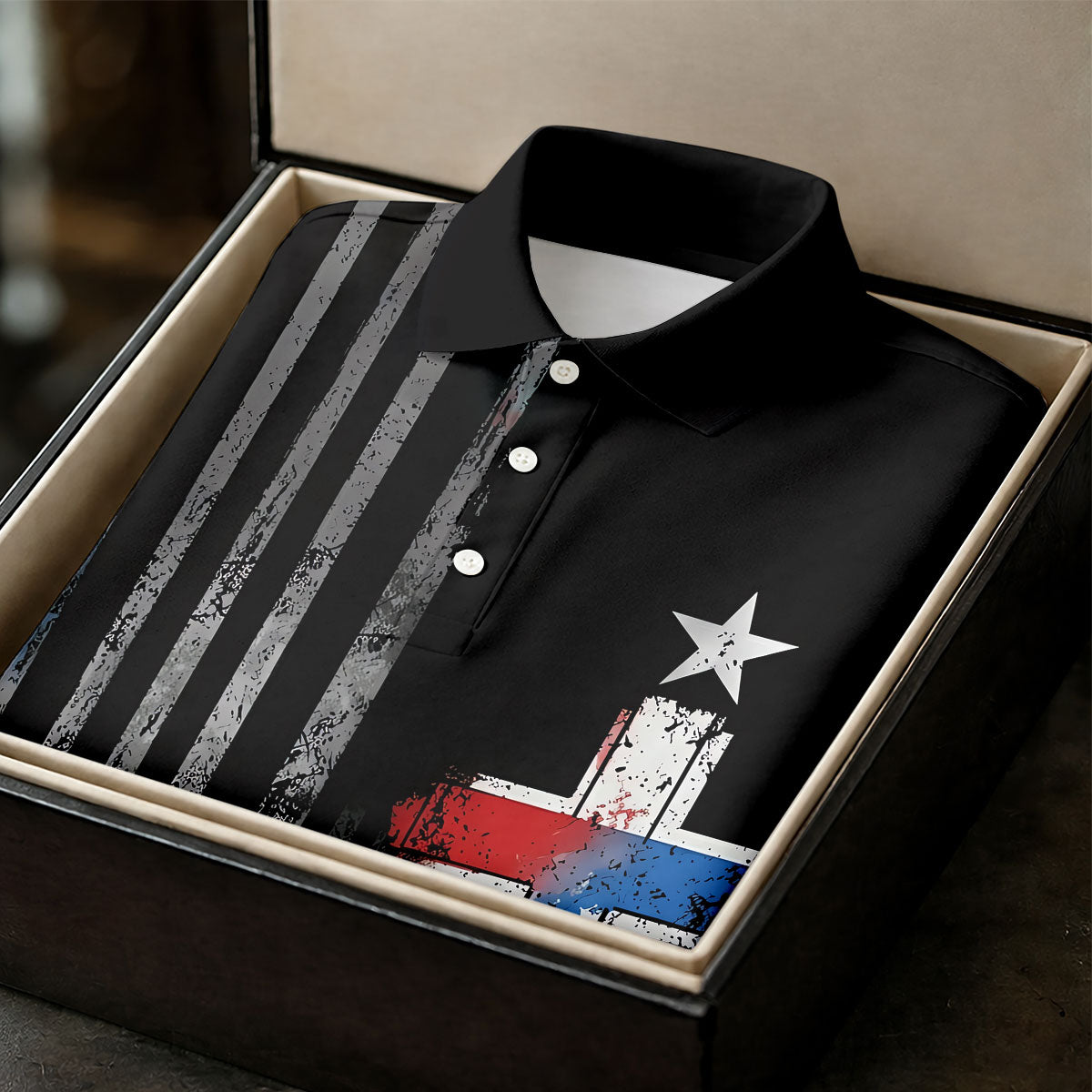 Faith Cross US Flag Golf Shirt, 250 Years Retro Golf Shirt, Patriotic 4th Of July Polo Shirt Men